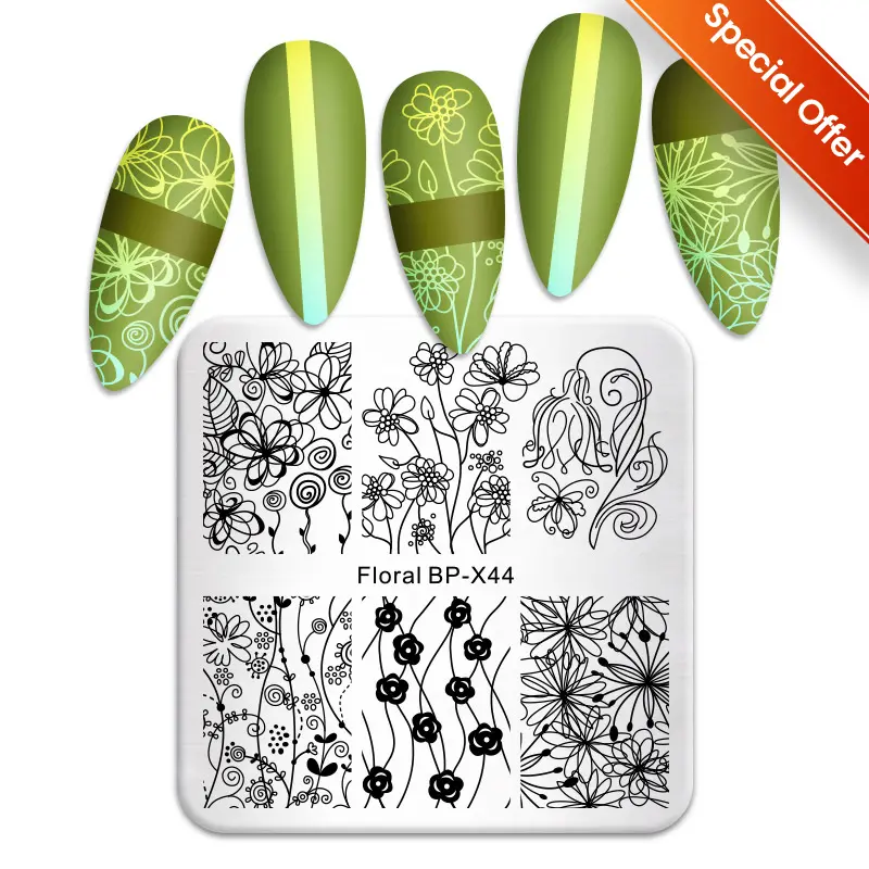 BORN PRETTY Stamping Temeplates Nail Art Stamping Plates Butterfly Flower Leaves Theme Nail Image Plates DIY Printing Tool