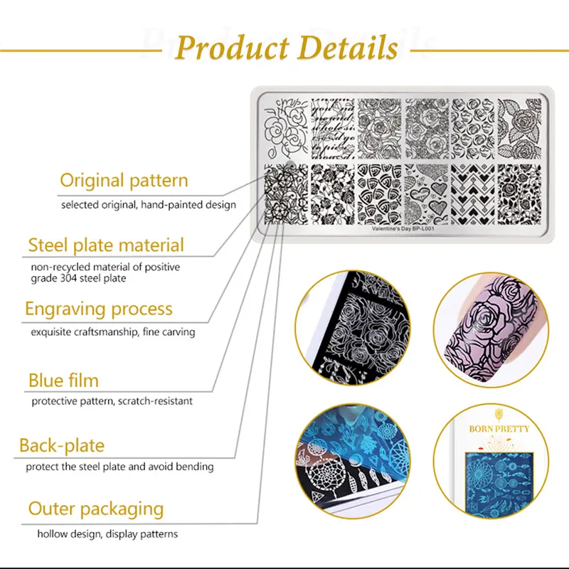 BORN PRETTY Stamping Temeplates Nail Art Stamping Plates Butterfly Flower Leaves Theme Nail Image Plates DIY Printing Tool