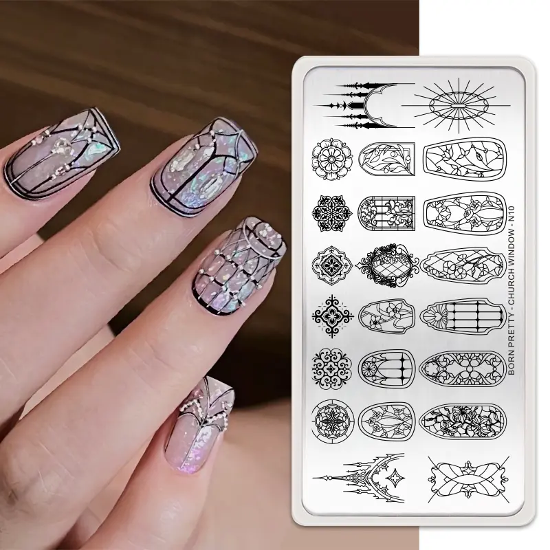 BORN PRETTY Butterfly Nail Art Stamping Plates Flower Stripe Line 3D Image Drawing Template Stencil Printing Tools Decoration