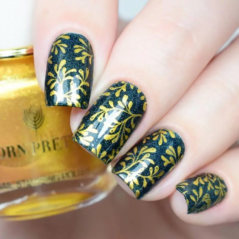 BORN PRETTY 2Pcs/Set 10ML Black White Nail Stamping Polish Varnish Gold Silver for Nail Art Plates Stamp Oil Stamping Series