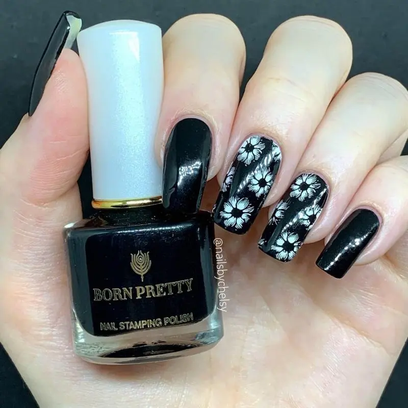 BORN PRETTY 2Pcs/Set 10ML Black White Nail Stamping Polish Varnish Gold Silver for Nail Art Plates Stamp Oil Stamping Series