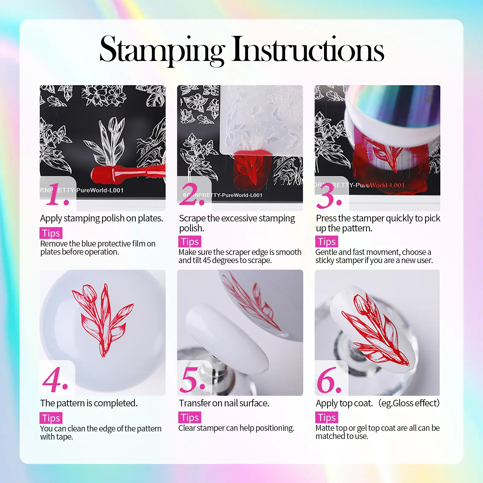BORN PRETTY 4/6/8PCS Stamping Polish Set Gold Silver Black White Nail Art Print Polish For Stamping Plates DIY Manicure Design