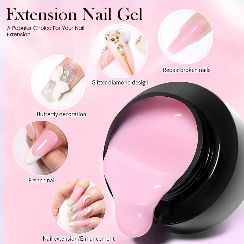BORN PRETTY 60ml Pink Extension Gel Nail Polish Set Building Hard Gel Kit 3D Sculpting Strengthen  Manicure With Forms & Brus