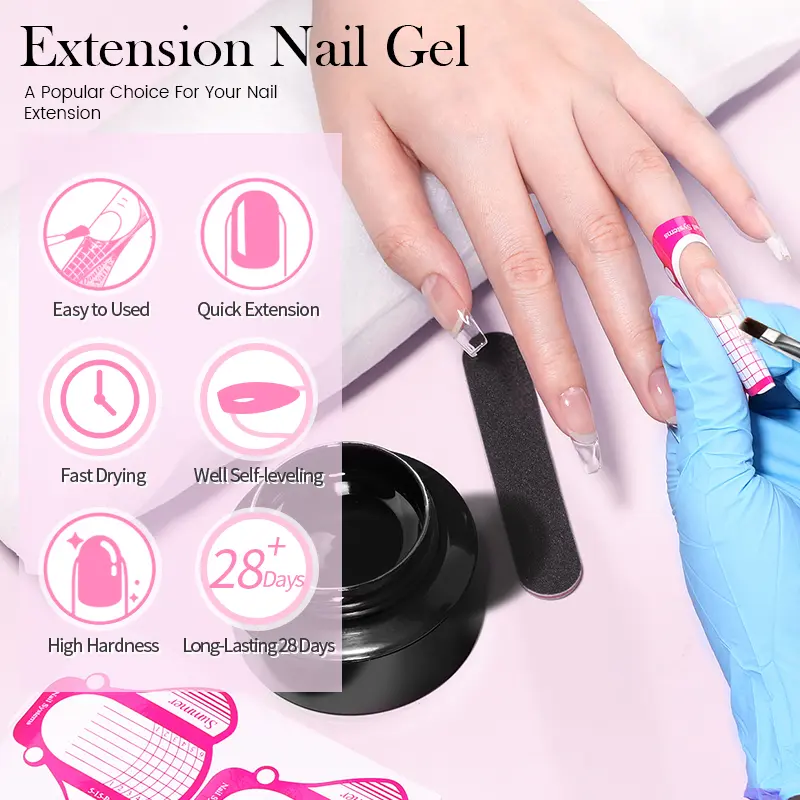 BORN PRETTY 60ml Pink Extension Gel Nail Polish Set Building Hard Gel Kit 3D Sculpting Strengthen  Manicure With Forms & Brus
