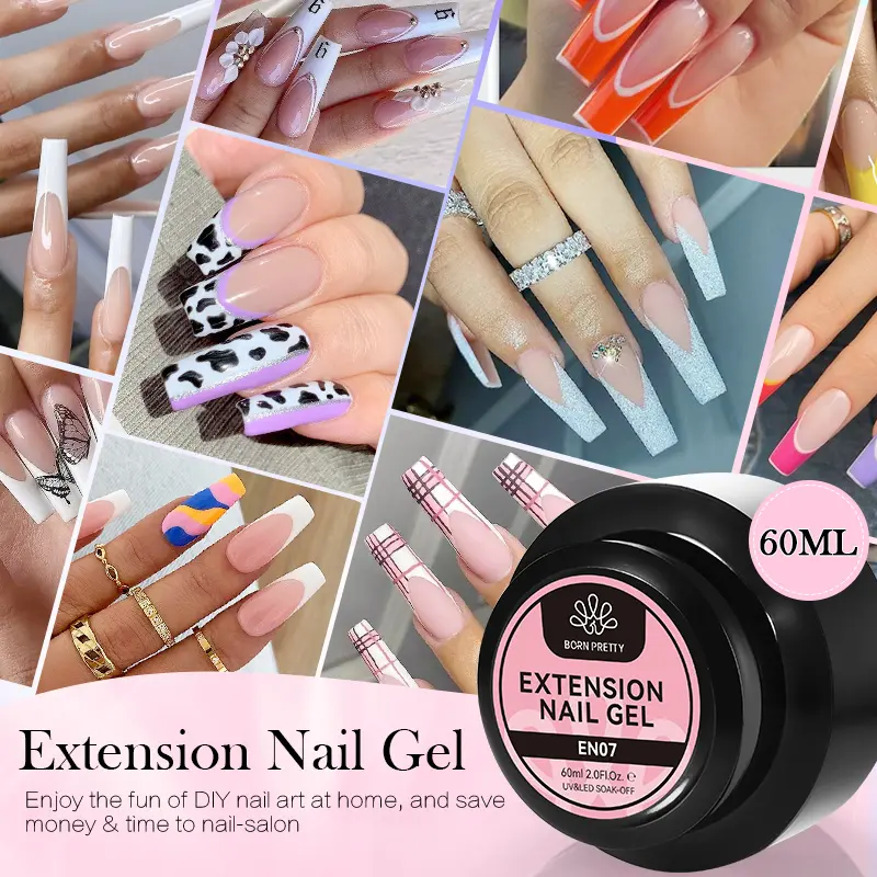 BORN PRETTY 60ml Pink Extension Gel Nail Polish Set Building Hard Gel Kit 3D Sculpting Strengthen  Manicure With Forms & Brus