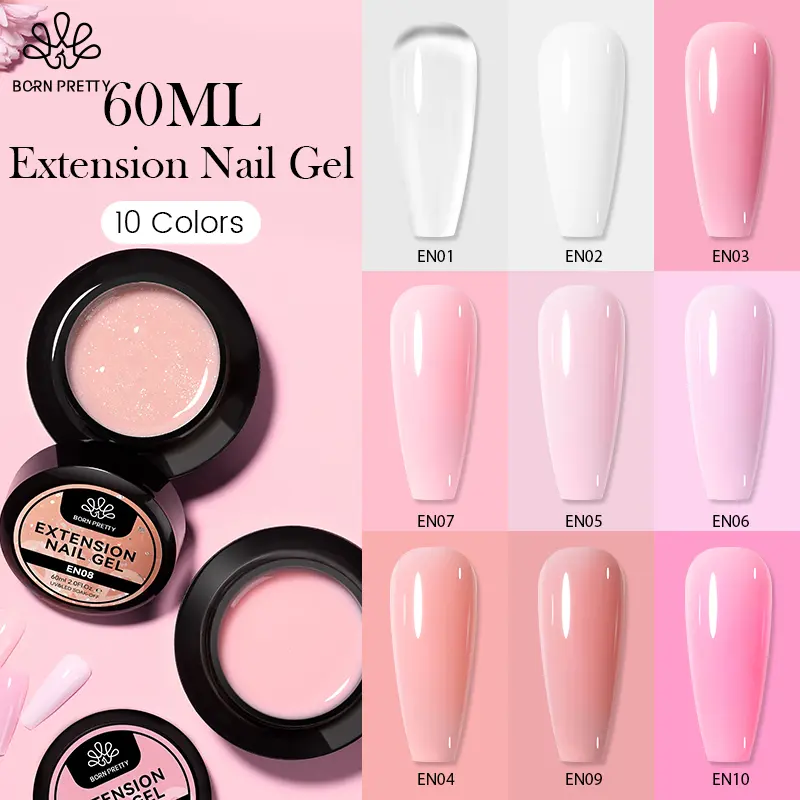 BORN PRETTY 60ml Pink Extension Gel Nail Polish Set Building Hard Gel Kit 3D Sculpting Strengthen  Manicure With Forms & Brus