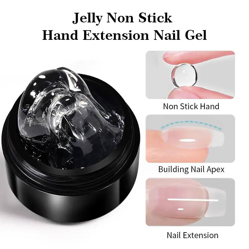 BORN PRETTY Nude Non Stick Hand Extension Nail Polish Set UV Brush False Nail Tips Clear Milky White Building Nail Art Kit 15ml