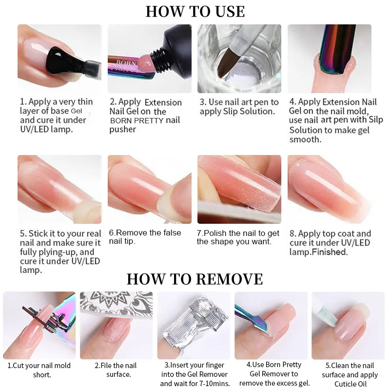 BORN PRETTY 60ml Nail Liquid Slip Solution for Nails Quick Extension Acrylic Nail Gel Nail Extension Nail Art Manicure Tools