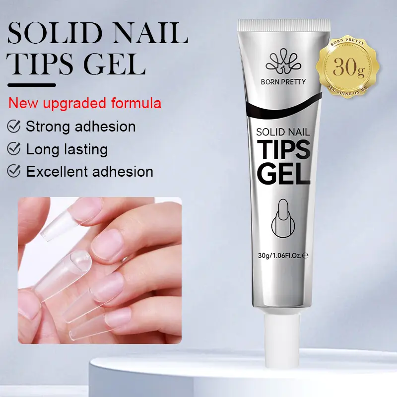BORN PRETTY Solid Nail Tips Gel Nail Polish 30g Soak Off  Super Strong Nail Glue Gel For Acrylic Nails Extension Nails Tips