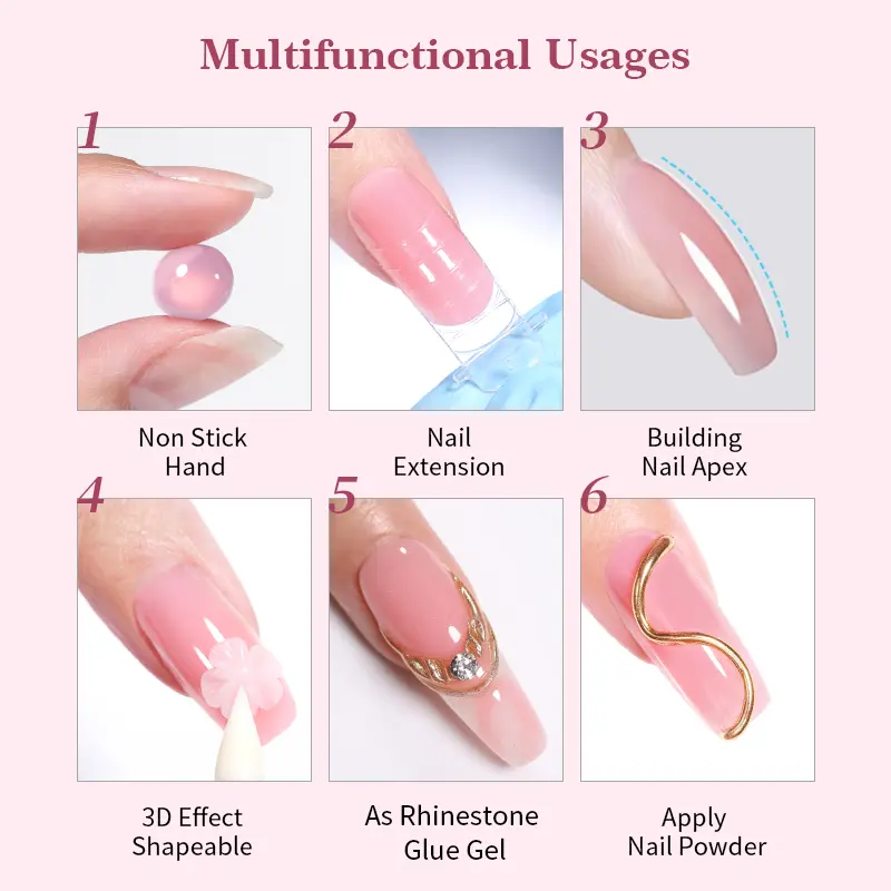 BORN PRETTY 15ml Jelly White Nude Non Stick Hand Solid Extension Nail Gel Polish Carving Flower Acrylic Nail Art Building UV Gel