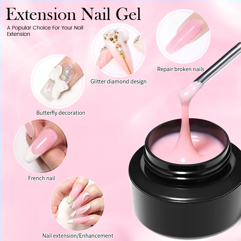 BORN PRETTY 60/30/15ml Hard Jelly Nail Extension Gel Building Nail  Art French Clear Nude Pink Soak Off UV Construction Gel