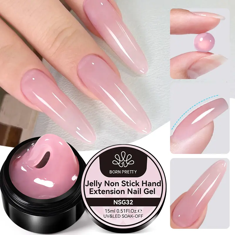 BORN PRETTY 60/30/15ml Hard Jelly Nail Extension Gel Building Nail  Art French Clear Nude Pink Soak Off UV Construction Gel