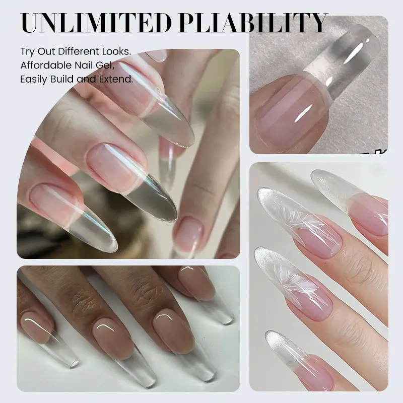 BORN PRETTY 30ml Super Crystal Extension Gel Building Nail Gel Natural Clear Hard Gel Nail Apex Stick Rhinestone 3D Modeling Gel