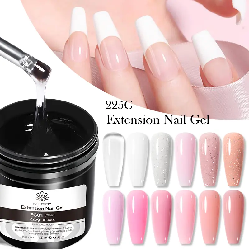 BORN PRETTY225g Extension Gel Nail Polish Soak Off LED Camouflage Hard Jelly French Acrylic Fast Dry Nail Building Gum Gel
