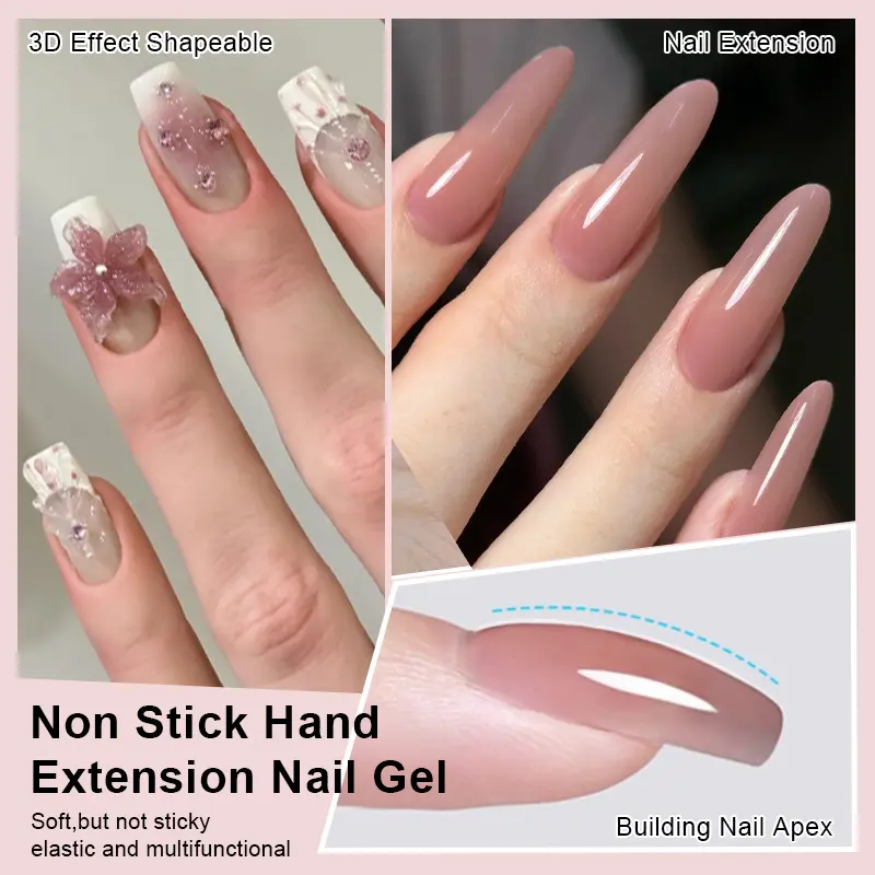 BORN PRETTY Nude Non Stick Hand Extension Gel Polish UV Building 3D Acrylic Flower Drawing Soak Off Nail Art 15ml Manicure