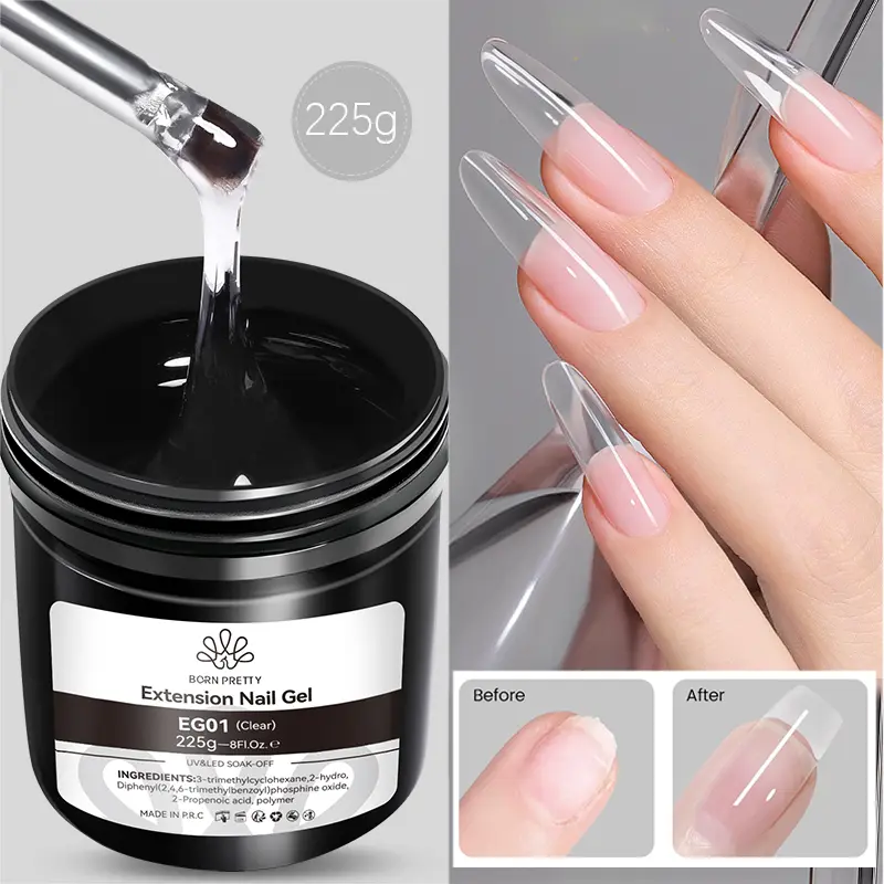BORN PRETTY 225g Hard Gel For Nail Extension Milky White Nude Building Constructor Gel Self Leveling Reinforcement Nail Gels