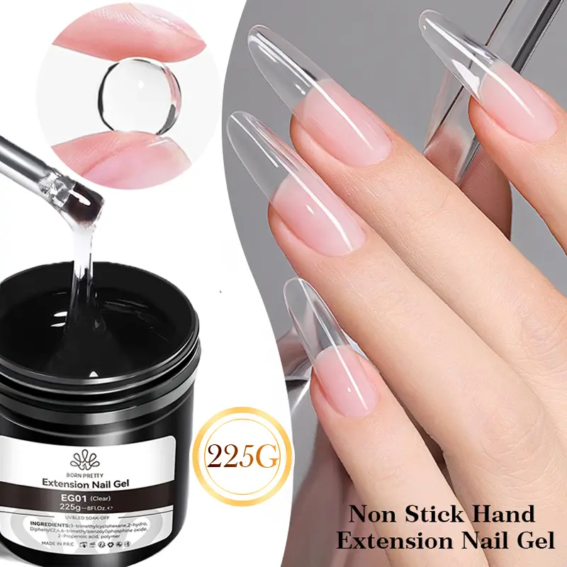 BORN PRETTY 225g Milky White Non Stick Hand Solid Extension Nail Gel Polish Carving Flower Nail Art Building Acrylic UV Gel