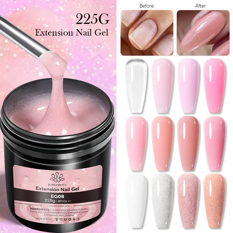 BORN PRETTY 225g Milky White Non Stick Hand Solid Extension Nail Gel Polish Carving Flower Nail Art Building Acrylic UV Gel