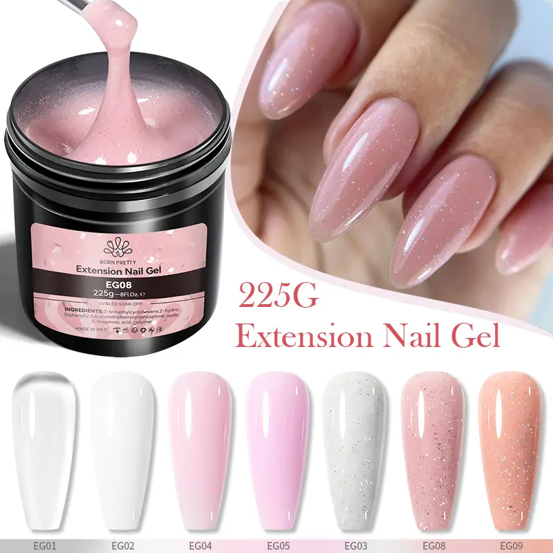 BORN PRETTY 225g Milky White Non Stick Hand Solid Extension Nail Gel Polish Carving Flower Nail Art Building Acrylic UV Gel