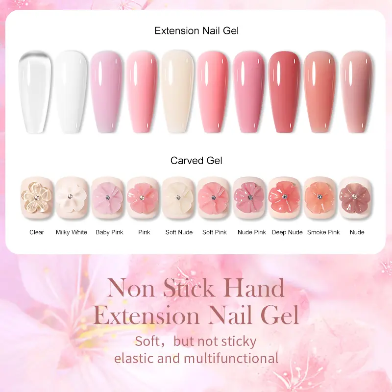 BORN PRETTY Non Stick Hand Solid Extension Nail Gel 15ml For Fake Nails Extend Clear Nude Vernis Semi Permanent Acrylic Gel