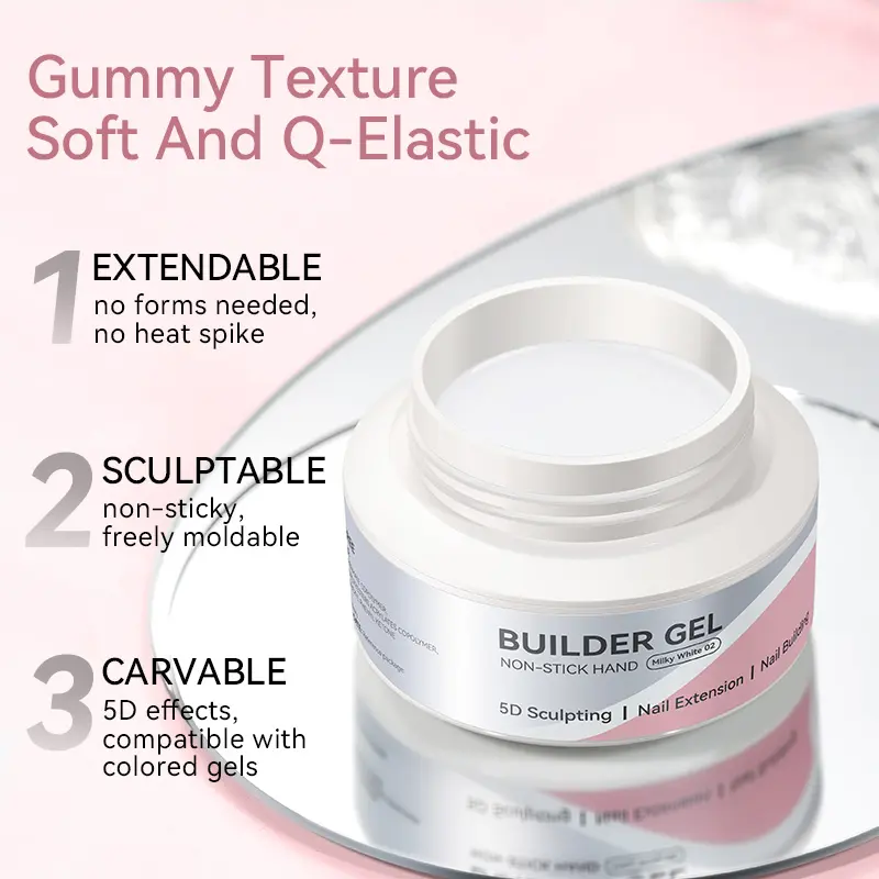 BORN PRETTY 60g No Stick Hand Extension Gel Nail Polish Clear Milky White 3D Molding Quick Buliding Flower Carving Acrylic
