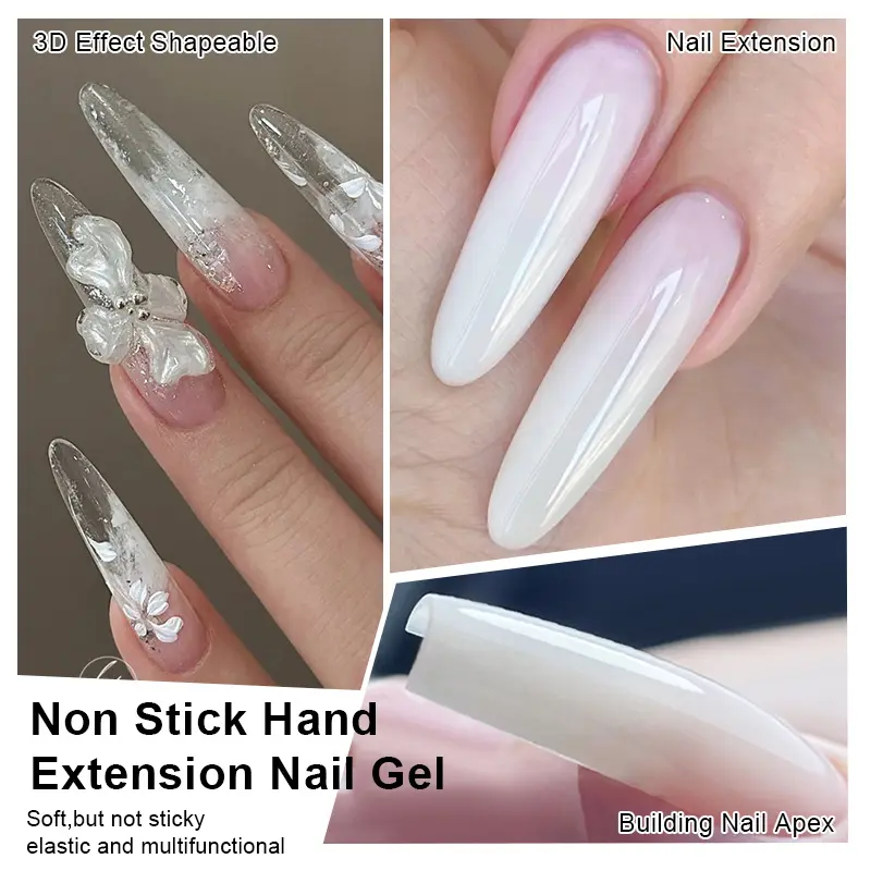 BORN PRETTY 60g No Stick Hand Extension Gel Nail Polish Clear Milky White 3D Molding Quick Buliding Flower Carving Acrylic