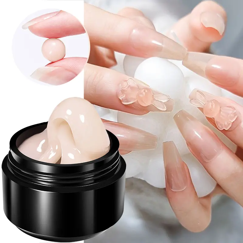 BORN PRETTY 15ml Nude White Non Stick Hand Solid Extension Nail Gel Polish Carving Flower Nail Art Building Constructed UV Gel