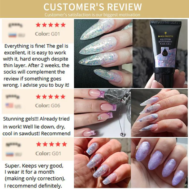 BORN PRETTY15/30ml Acrylic Nail Extension Gel Nail Polish Quick Extend Nails Tips Glitter Sequins Gel Varnish All For Nails