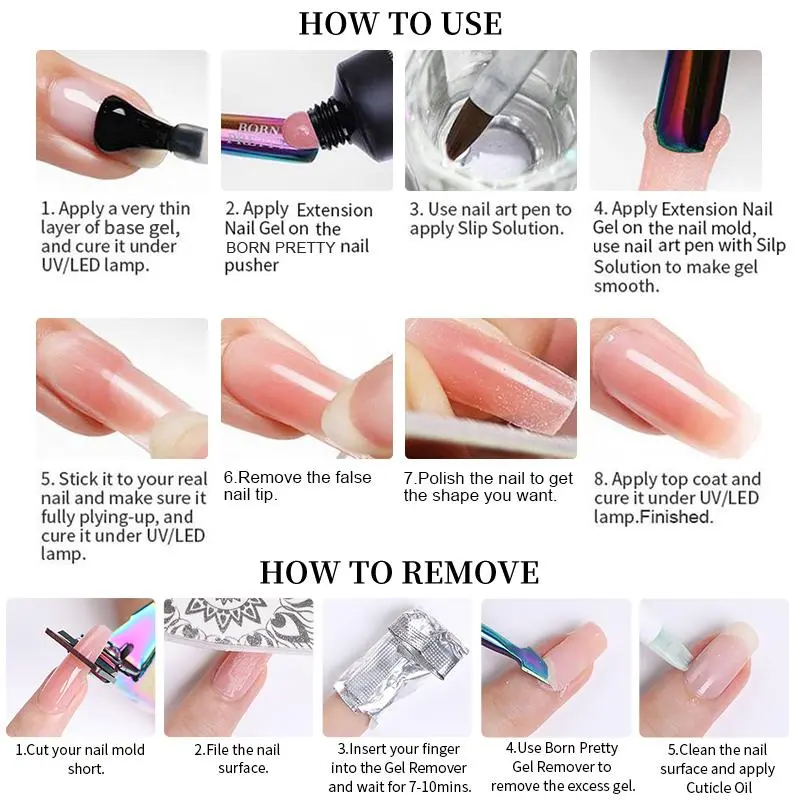 BORN PRETTY15/30ml Acrylic Nail Extension Gel Nail Polish Quick Extend Nails Tips Glitter Sequins Gel Varnish All For Nails