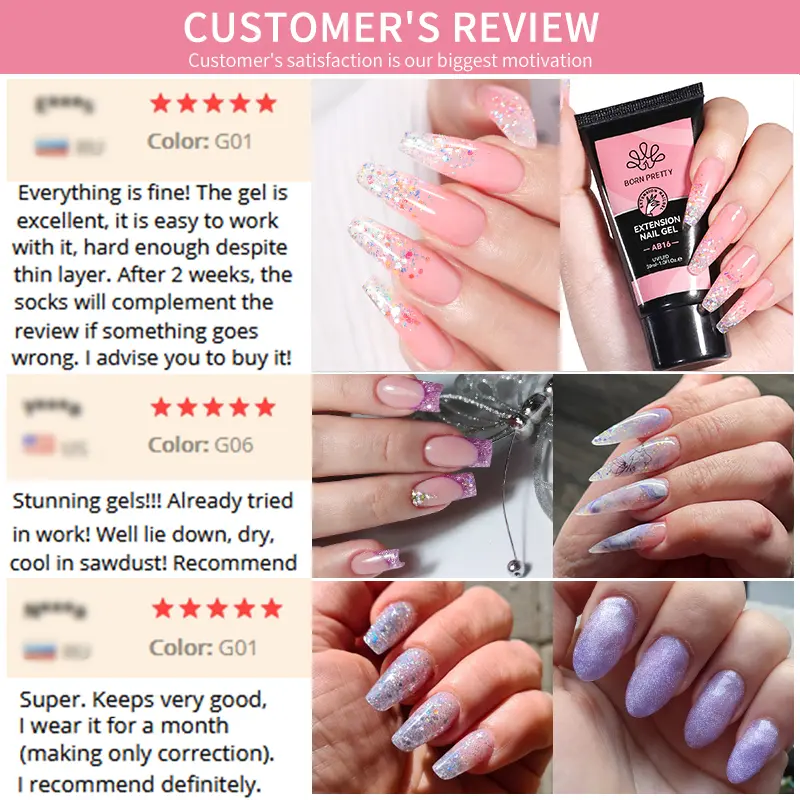 BORN PRETTY 30ML Large Capacity Extension Nail Gel Polish Glitter Crystal Nail Art Fast Building Hybrid Varnish UV Acrylic Gel