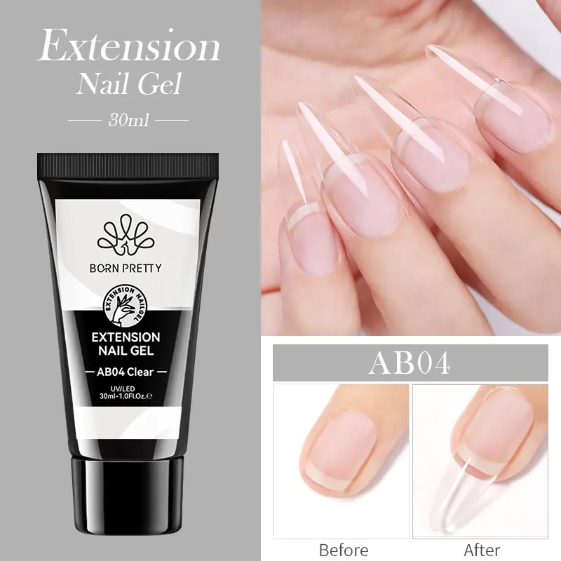 BORN PRETTY 30ml Nail Extension Gel Glitter Soak Off Nail Acrylic Crystal Building UV Gel for Nails Quick Extension Manicure