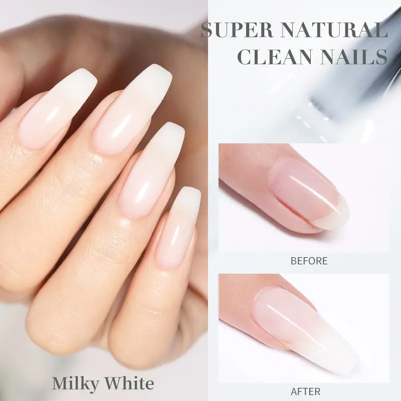 BORN PRETTY 10ml Milky White Nail Extension Gel Nail Polish Camouflage Color Coat Self leveling Manicure Quick Extend Nail Tips