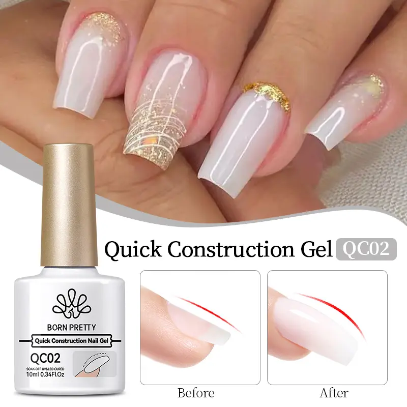 BORN PRETTY 10ml Milky White Nail Extension Gel Nail Polish Camouflage Color Coat Self leveling Manicure Quick Extend Nail Tips
