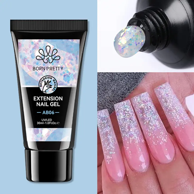 BORN PRETTY Acrylic Gel For Manicure Crystal 30ml Nail Gel Polish For Extension False Nail Tips Quick Building Hybrid Varnish
