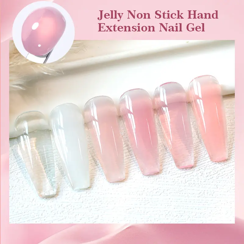 BORN PRETTY 15ml Clear Pink Non Stick Hand Solid Extension Nail Gel Polish 3D Carving Flower Nail Art Building Acrylic Varnish