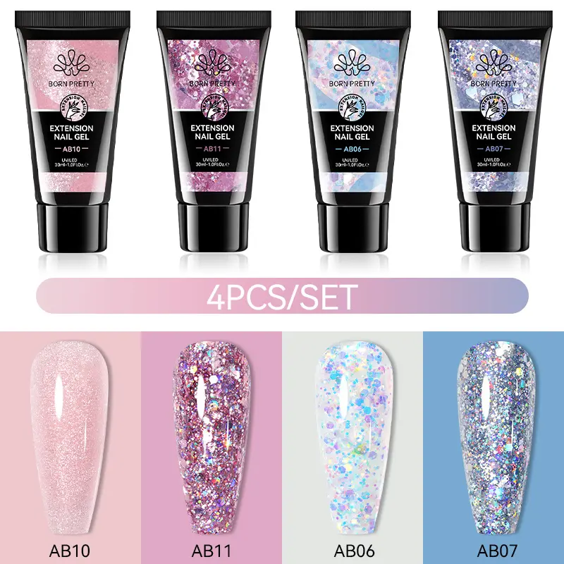 BORN PRETTY 4/5PCS Nail Extension Gel Nail Polish Qucik Buliding Gel Extended Acrylic Gel 30ml Nail Art Tools Manicure Set
