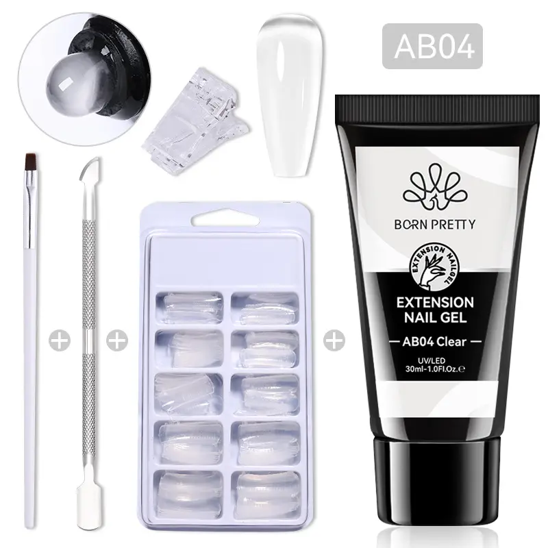 BORN PRETTY 4/5PCS Nail Extension Gel Nail Polish Qucik Buliding Gel Extended Acrylic Gel 30ml Nail Art Tools Manicure Set