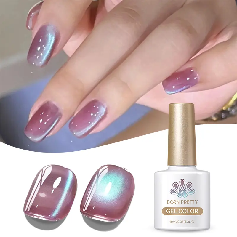 BORN PRETTY 8 Bottles Violet Haze Cat Magnetic Nail Gel Polish Set With Magnet Stick Glass Moonlight Soak Off UV Varnish Maniure