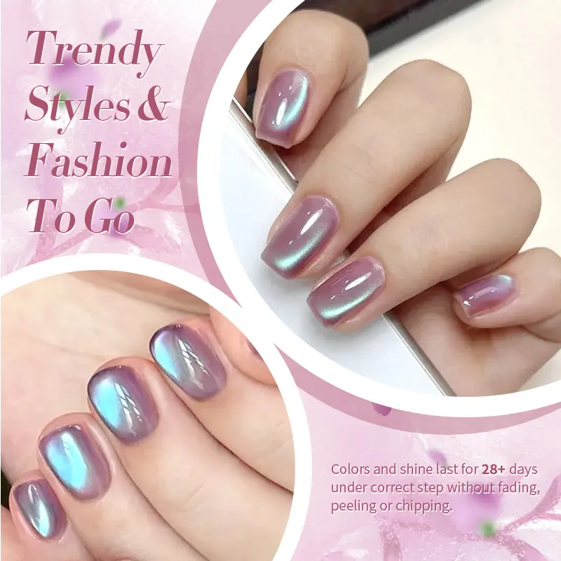 BORN PRETTY 8 Bottles Violet Haze Cat Magnetic Nail Gel Polish Set With Magnet Stick Glass Moonlight Soak Off UV Varnish Maniure