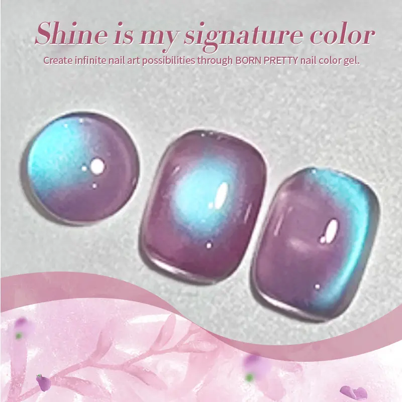 BORN PRETTY 8 Bottles Violet Haze Cat Magnetic Nail Gel Polish Set With Magnet Stick Glass Moonlight Soak Off UV Varnish Maniure
