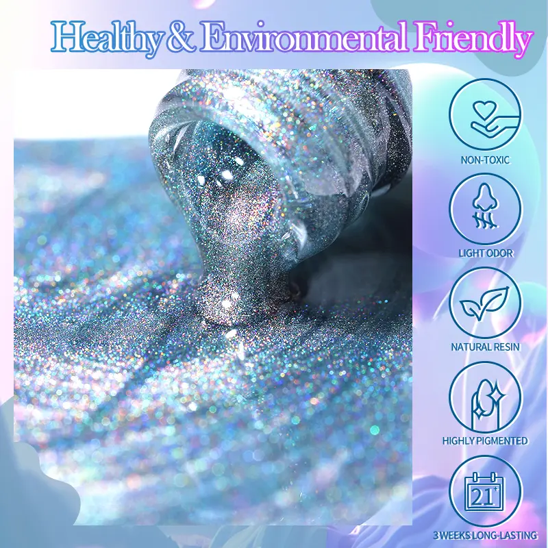BORN PRETTY Double Light Gel Nail Polish Rainbow Glass Cat Magnetic Semi Permanent Varnish Holographics Nail Soak Off UV Gel