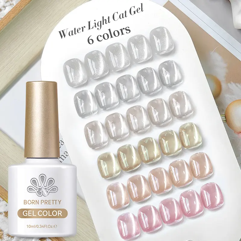 BORN PRETTY 10ml Pink Water Light Cat Magnetic Gel Glass Jelly Color Clear Nude Semi Permanent Soak Off UV LED Varnish Manicure