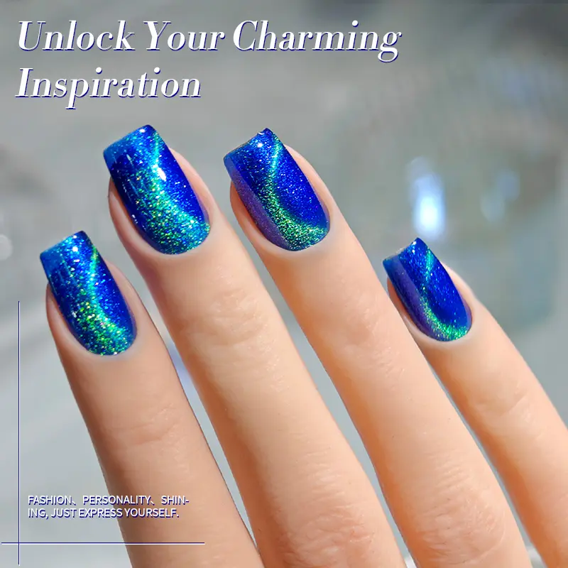 BORN PRETTY 10ml Blue Interstellar Cat Magnetic Gel Nail Polish Crystal Shining Glitter Soak Off UV Semi-Permanant Varnish