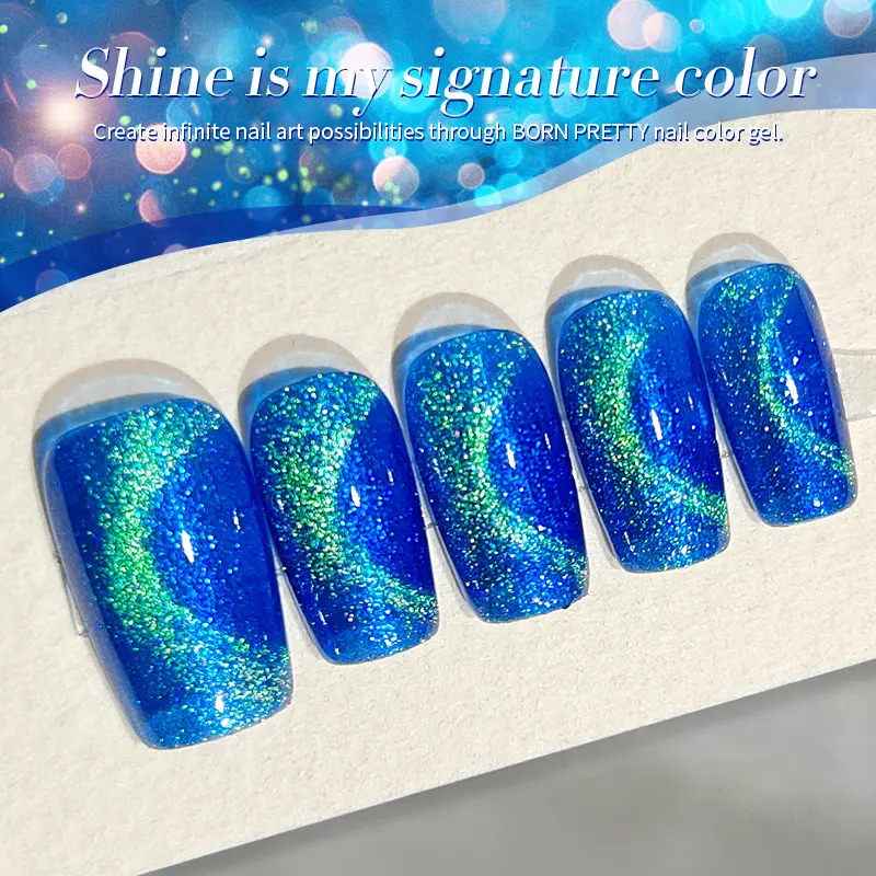 BORN PRETTY 10ml Blue Interstellar Cat Magnetic Gel Nail Polish Crystal Shining Glitter Soak Off UV Semi-Permanant Varnish