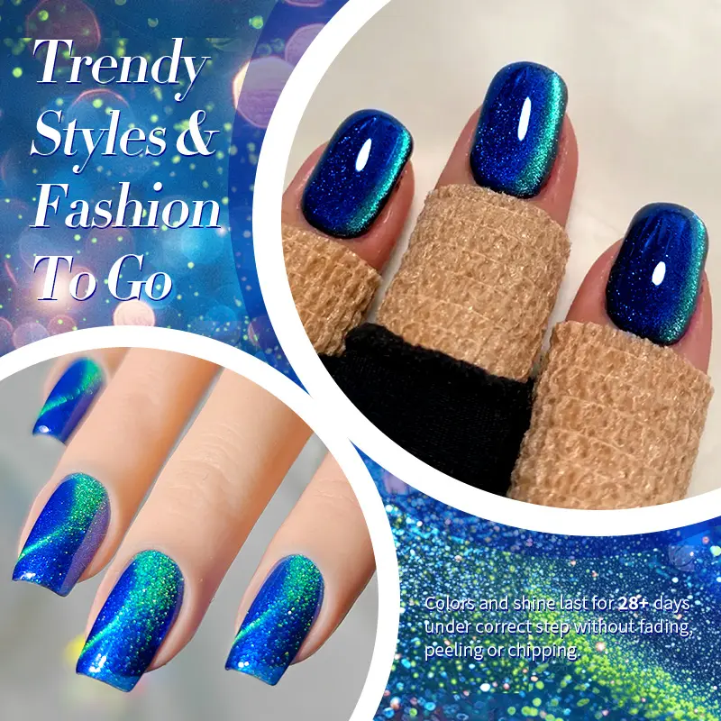 BORN PRETTY 10ml Blue Interstellar Cat Magnetic Gel Nail Polish Crystal Shining Glitter Soak Off UV Semi-Permanant Varnish