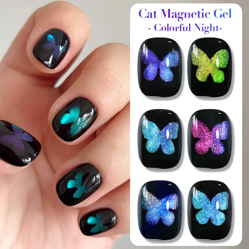 BORN PRETTY 10ml Butterfly Cat Magnetic Gel Nail Polish Colorful Night Soak Off UV LED Semi Permanent Vanrish Nail Art Salon