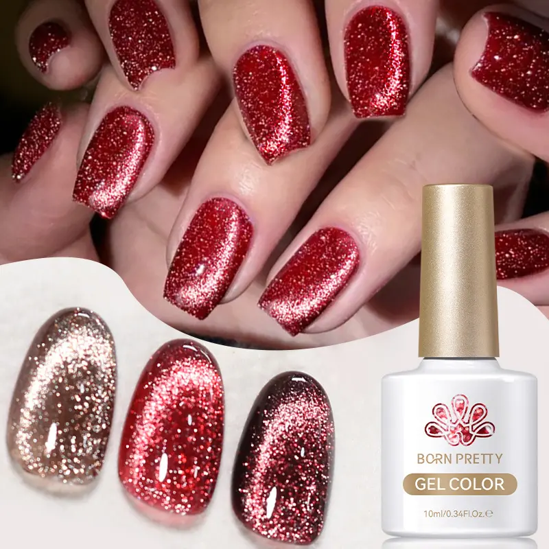 BORN PRETTY 10ml Reflective Gel Nail Polish Shining Sparking Cat Magnetic Gel Soak Off UV Varnish Nail Art Salon DIY Home