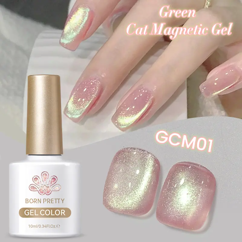 BORN PRETTY 10ml Gold Glitter Cat Magnetic Gel Polish Sparkling Pink Nude Green Soak Off UV LED Varnish For Manicure Nail Art