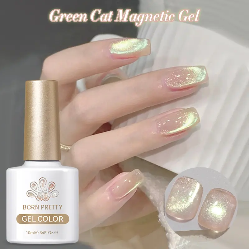 BORN PRETTY 10ml Gold Glitter Cat Magnetic Gel Polish Sparkling Pink Nude Green Soak Off UV LED Varnish For Manicure Nail Art