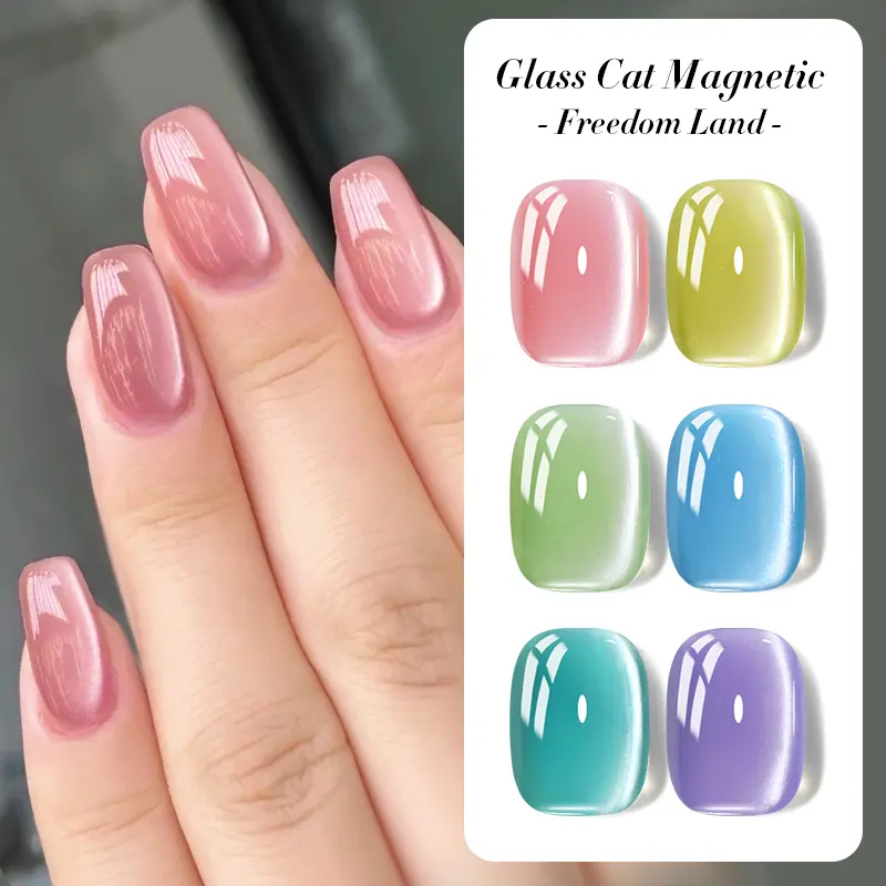 BORN PRETTY Glass Beaded Crystal Cat Magnetic Gel Nail Polish Freedom Land Jelly Semi Permanent Soak Off UV Gel Varnish 10ml
